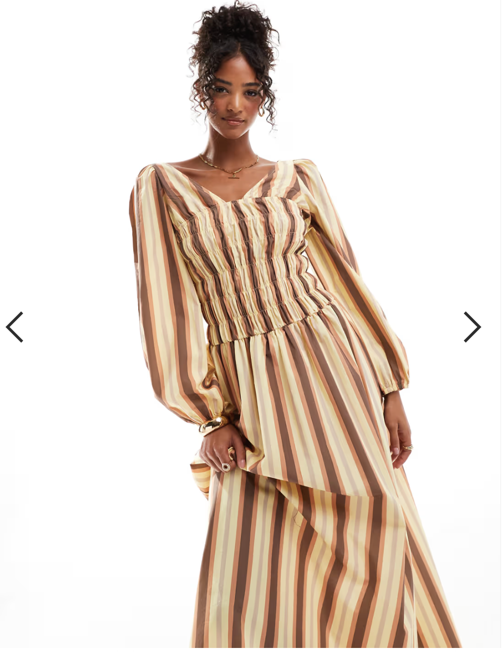 ASOS DESIGN / shirred long sleeve maxi dress in stripe / s (3900332055403274841)