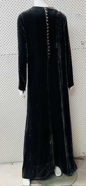 1990s nz vintage / GAYE BARTLETT / silk velvet maxi dress / s (3900334389433731156)