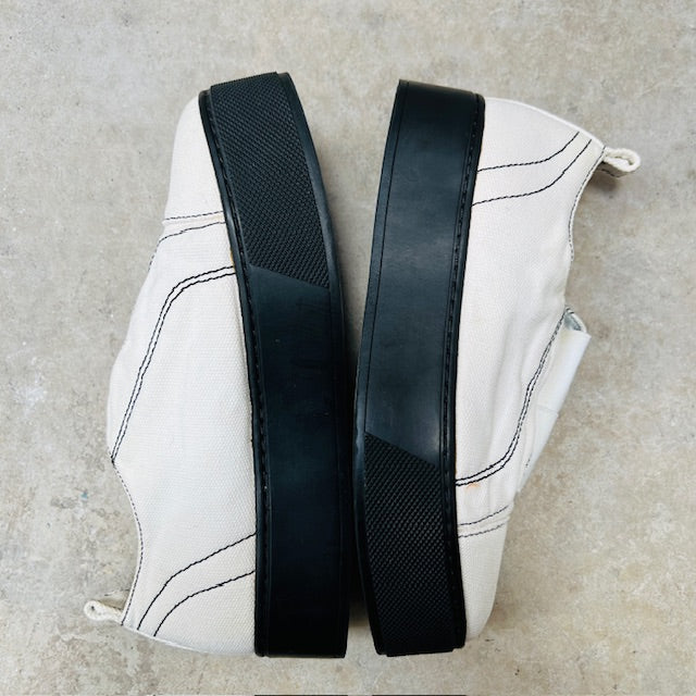 MOOCHI / white canvas platform slip-on sneakers / 37 (3900753620086972389)