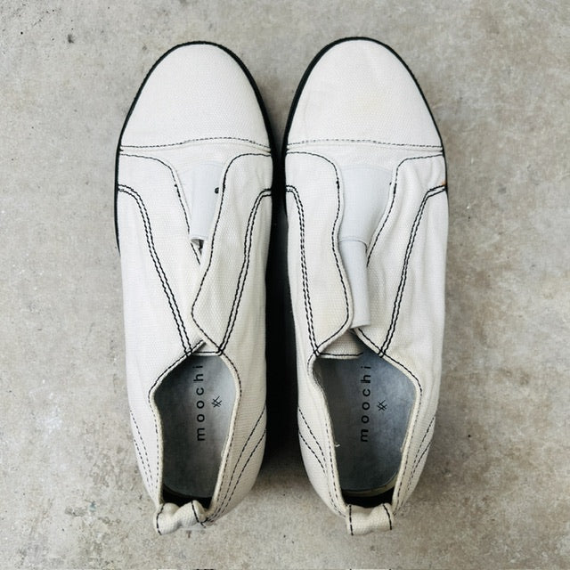 MOOCHI / white canvas platform slip-on sneakers / 37 (3900753628178505492)