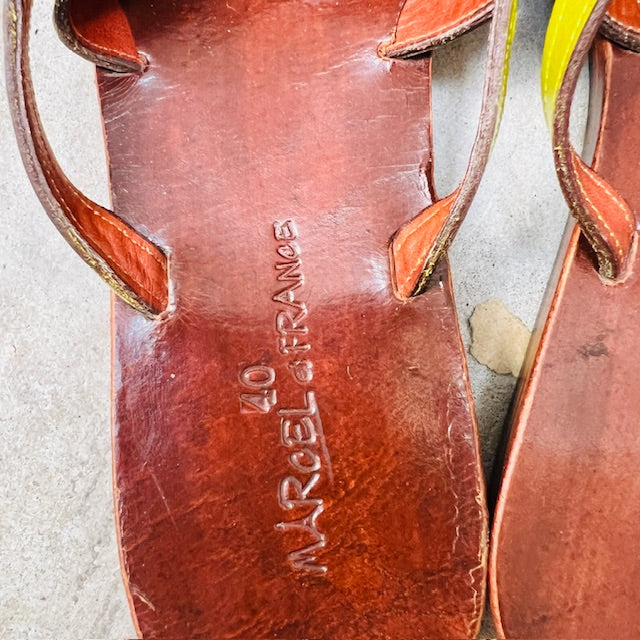 chartreuse / leather sandals / MARCEL FRANCE / 40 (3900753637615214649)