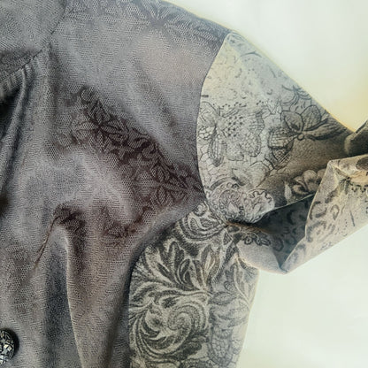 2000s nz vintage / RED HEAD / brocade + velvet coat / 12 / made in nz (3902566546076899800)