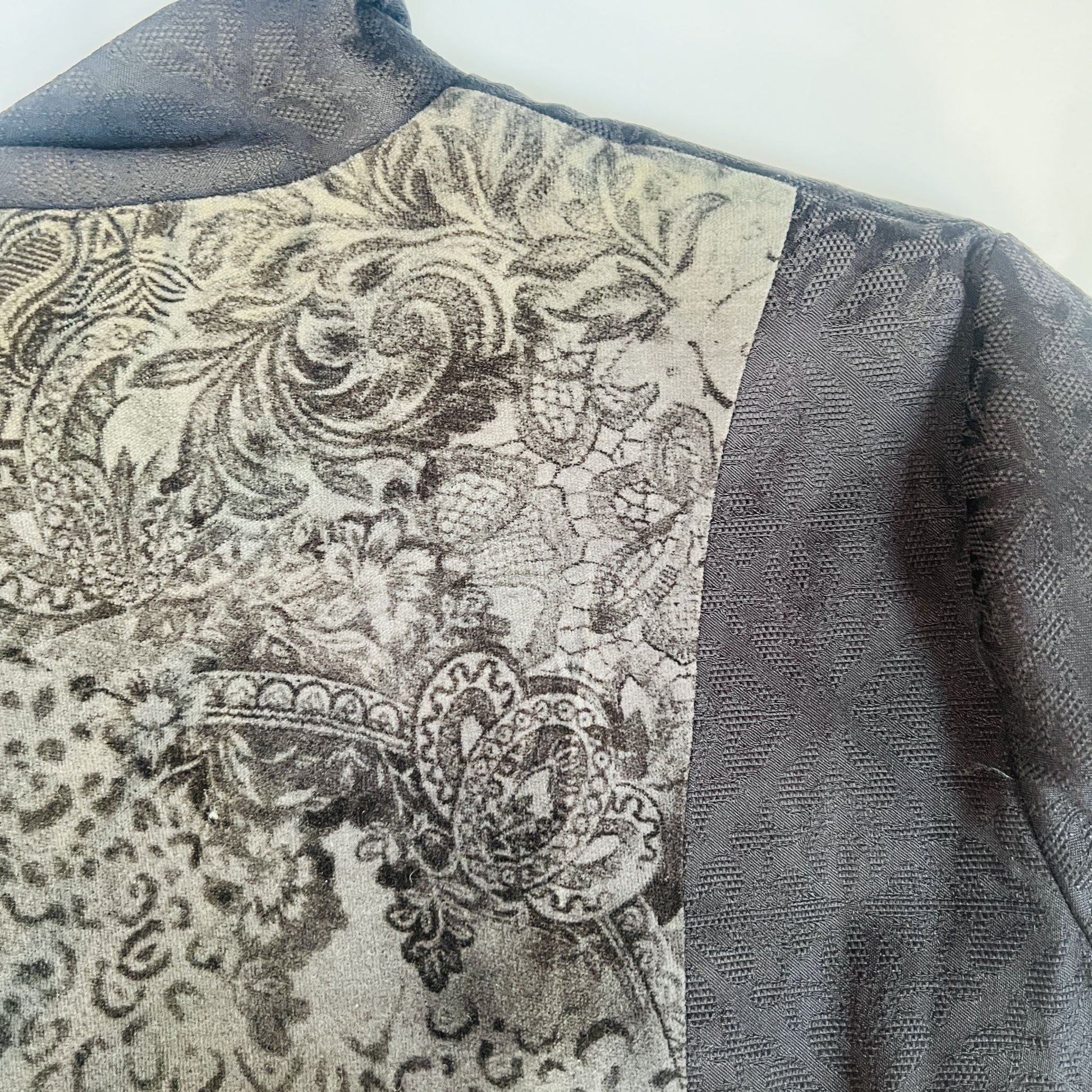 2000s nz vintage / RED HEAD / brocade + velvet coat / 12 / made in nz (3902566553647189010)