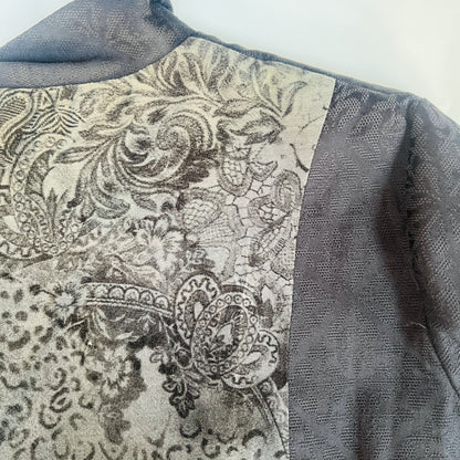 2000s nz vintage / RED HEAD / brocade + velvet coat / 12 / made in nz (3902566553647189010)