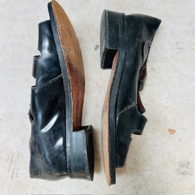 nz vintage / MOLLY N / black leather shoes / 9 (3903166770159771433)
