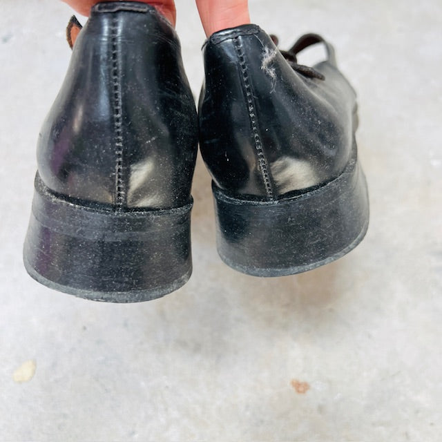 nz vintage / MOLLY N / black leather shoes / 9 (3903166776422185466)