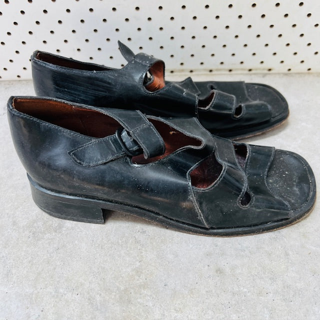 nz vintage / MOLLY N / black leather shoes / 9 (3903166779318101583)