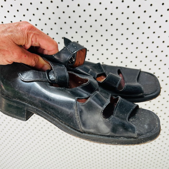 nz vintage / MOLLY N / black leather shoes / 9 (3903166780835766163)