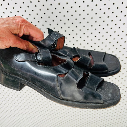 nz vintage / MOLLY N / black leather shoes / 9 (3903166780835766163)