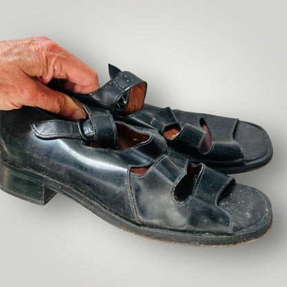 nz vintage / MOLLY N / black leather shoes / 9 (3903167125043835817)