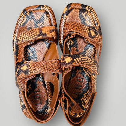 Loeffler Randall / Blaise platform sandal / snake-embossed leather / 8 / $450rrp (3903167146405449709)