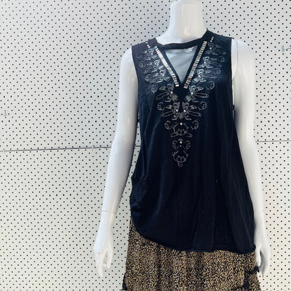 SASS + BIDE / glamorous tank with glitter bows and rhinestones / L (3903422924363623399)