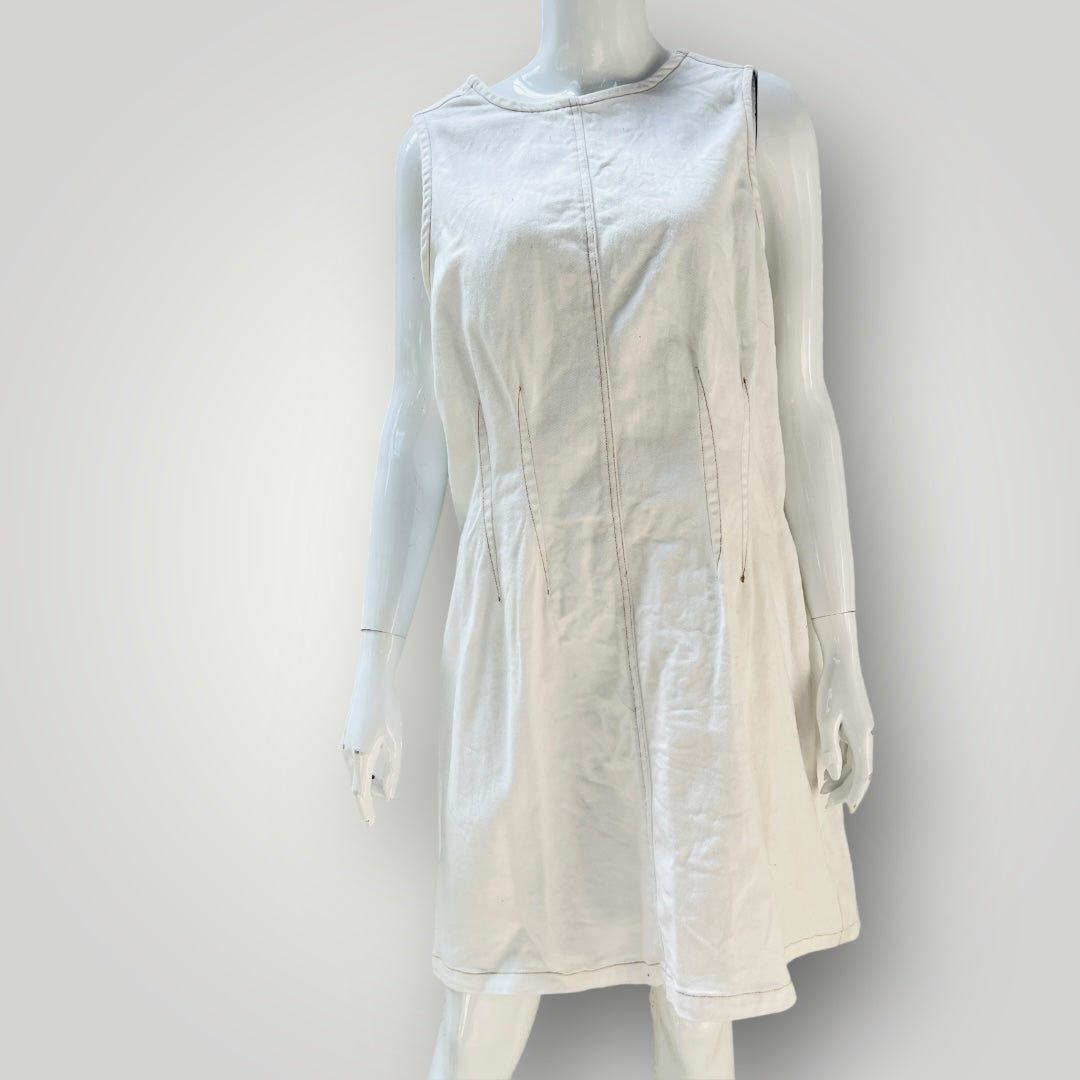 cotton pinafore dress / white / 18 (3903426303841949096)