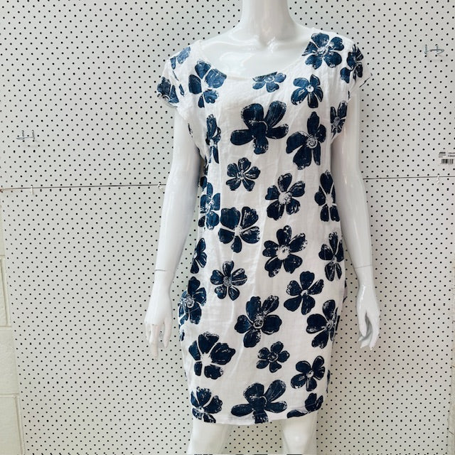 MOMENTO / made in italy / linen shift dress / s (3904558545004943823)