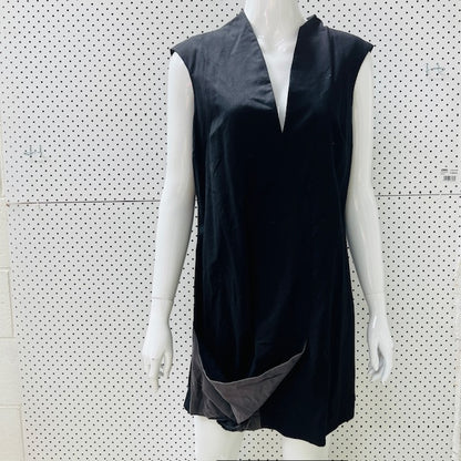 TAYLOR / sleeveless wool tunic dress with deep v neck / L / made in nz (3904558609520144904)