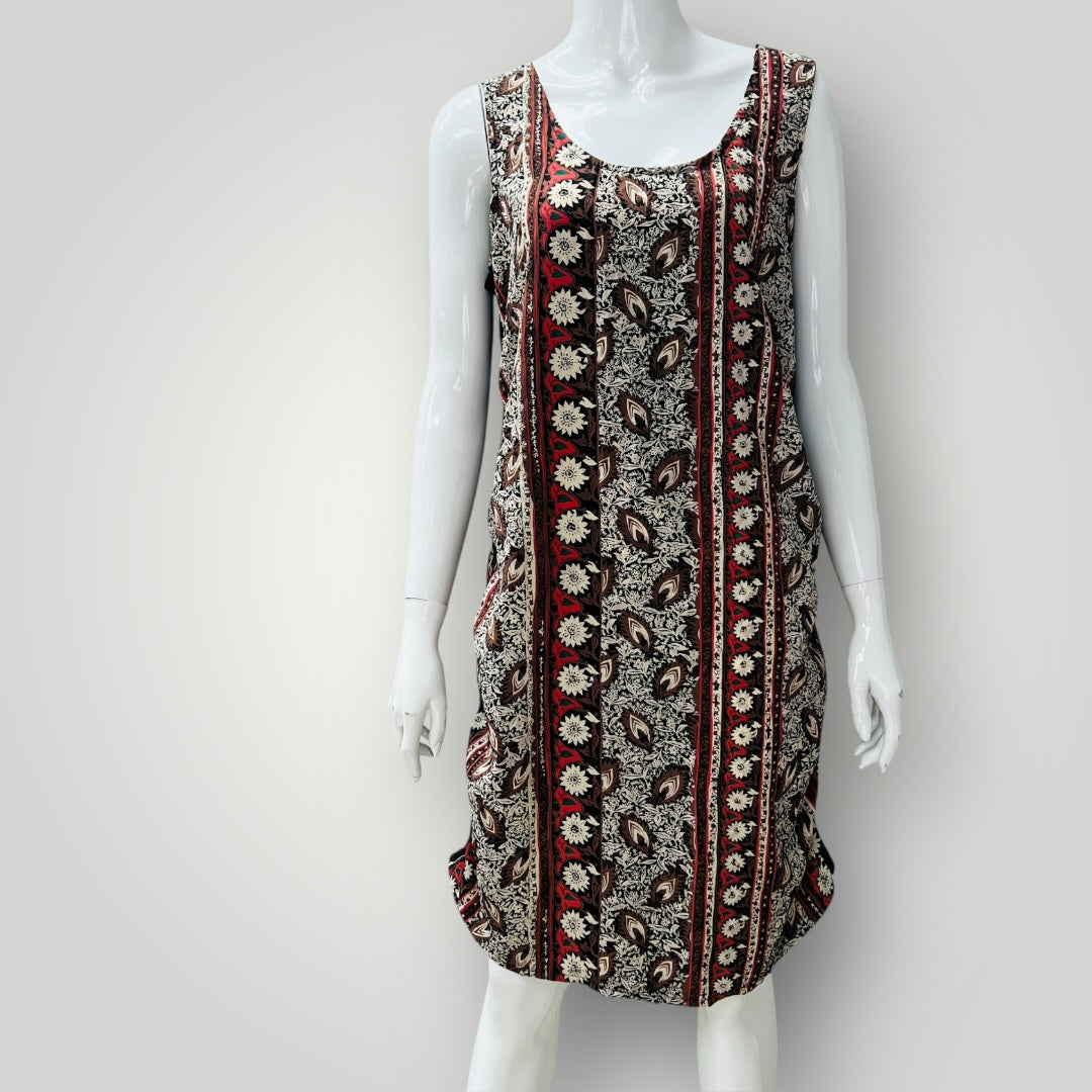 SILHOUETTE / patterned vintage dress / 14 / made in australia (3904558882350690318)