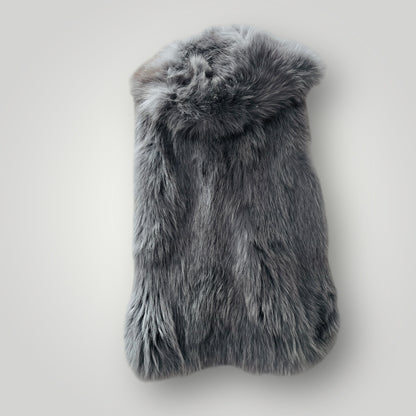 silver / genuine fox fur / hooded vest / s (3904558884043478606)