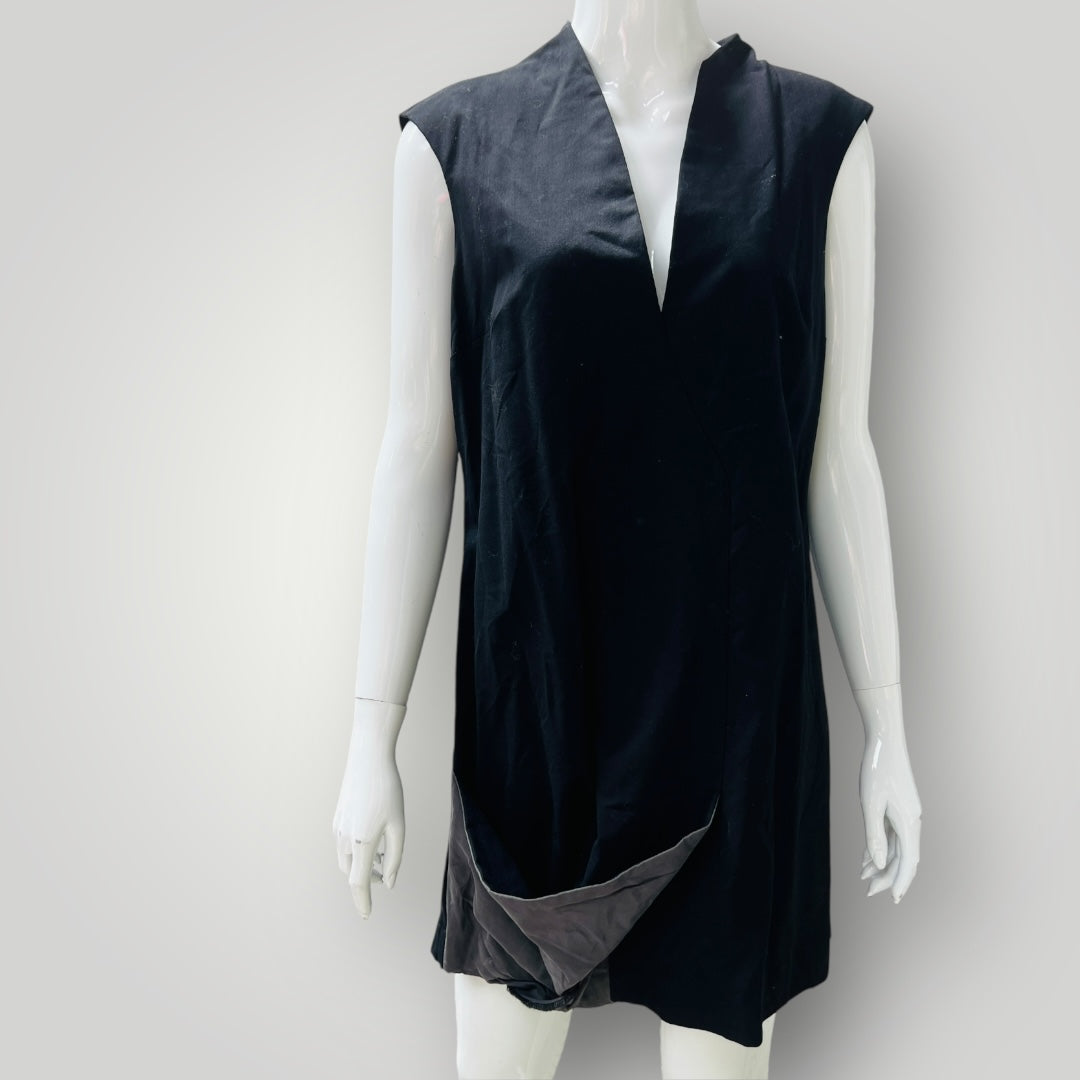 TAYLOR / sleeveless wool tunic dress with deep v neck / L / made in nz (3904558904068775473)
