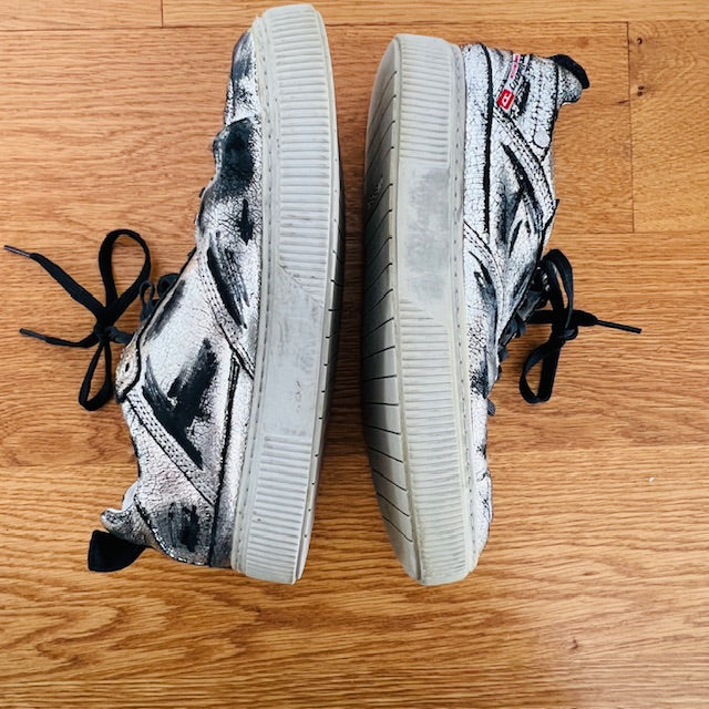 DIESEL / silver leather shoes / 40 (3904997038761425472)