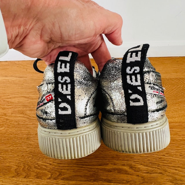 DIESEL / silver leather shoes / 40 (3904997044628034479)