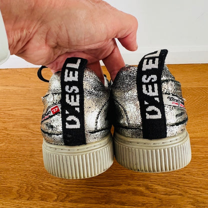 DIESEL / silver leather shoes / 40 (3904997044628034479)