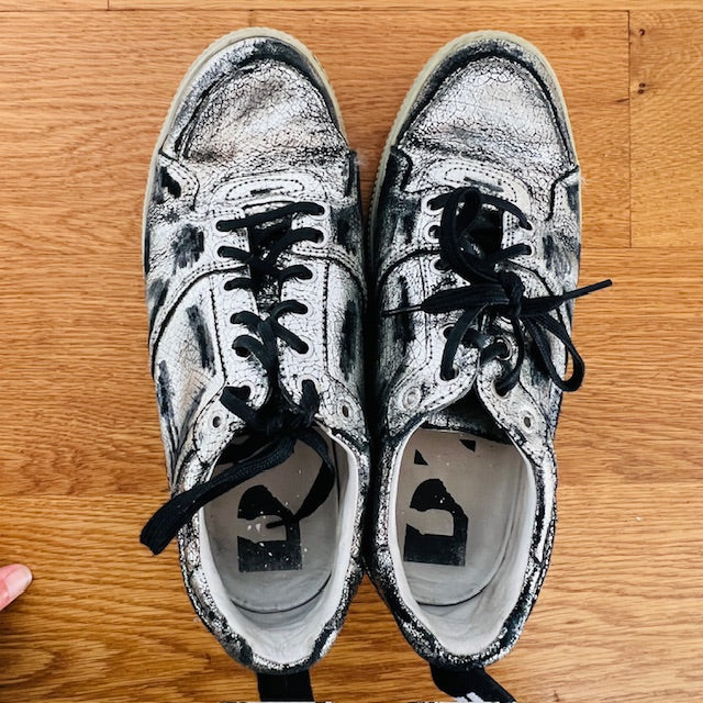 DIESEL / silver leather shoes / 40 (3904997046145679986)