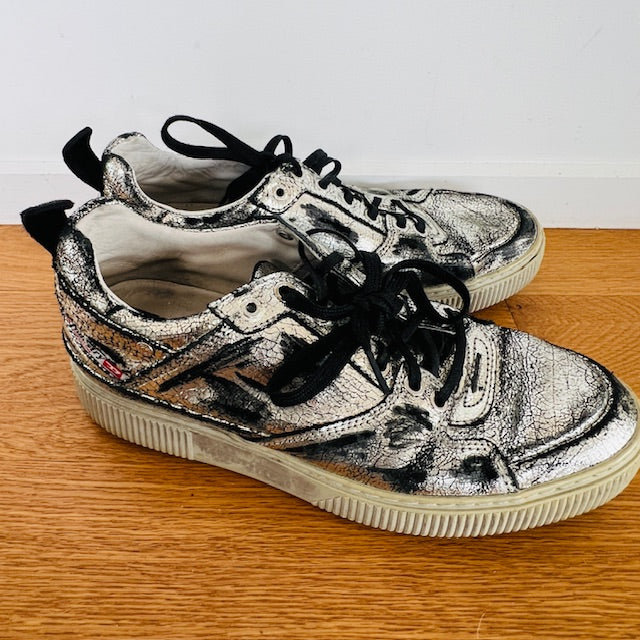 DIESEL / silver leather shoes / 40 (3904997048083248539)