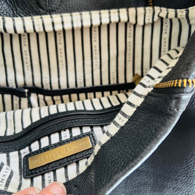 STATUS ANXIETY / 'the lair' black leather bag (3904997115525154151)
