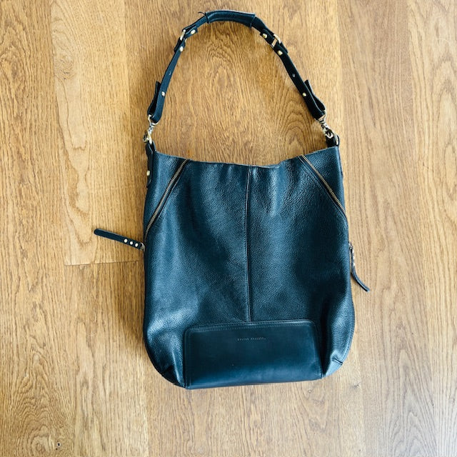 STATUS ANXIETY / 'the lair' black leather bag (3904997118751379334)