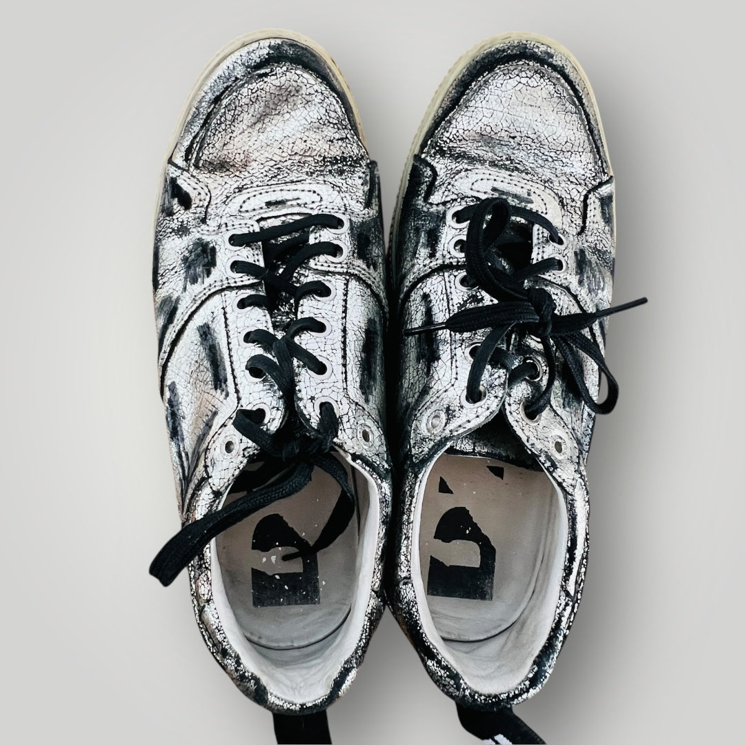 DIESEL / silver leather shoes / 40 (3904997307661916063)