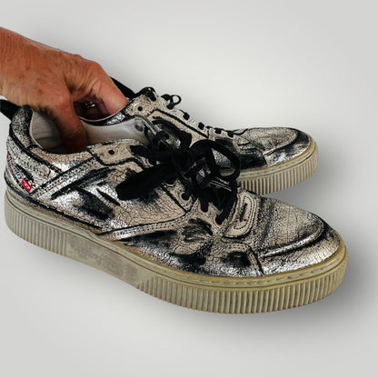 DIESEL / silver leather shoes / 40 (3904997309779314676)