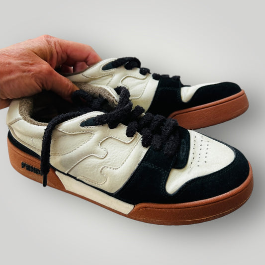 FENDI / 'match' sneakers in black + white leather with gum sole / 37 / $1500 rrp (3905599211351854977)