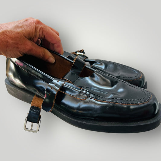 ZARA / brown black leather mary jane loafers / 41 (3905599219093340900)