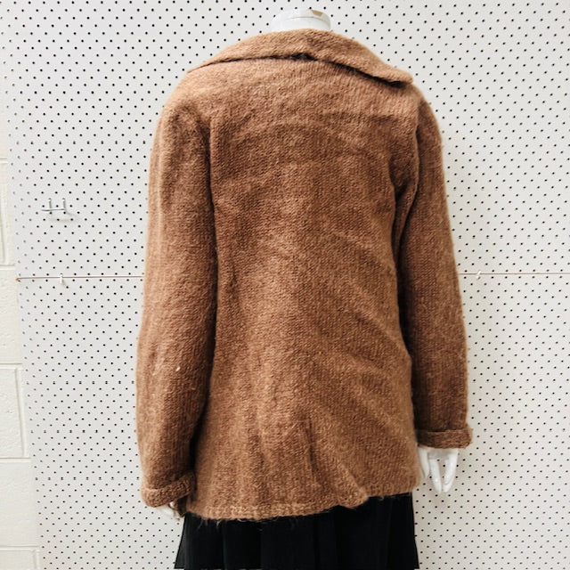 handmade / homespun / brown cardigan / s (3905753699702715503)