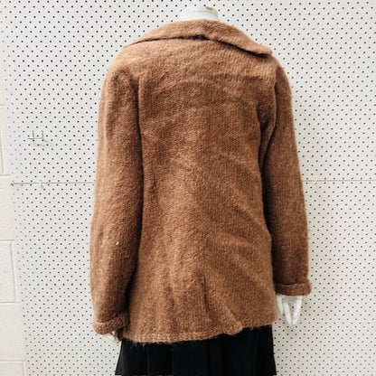 handmade / homespun / brown cardigan / s (3905753699702715503)