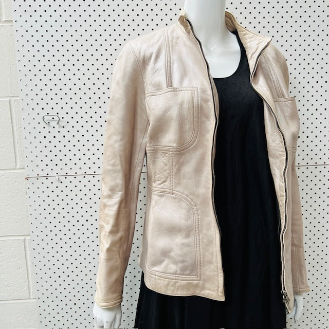 2000s vintage / CAROLINE MOORE / leather jacket / made in nz / 14 (3905753735747038198)
