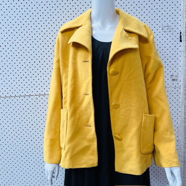 1980s vintage / MA'AM/ yellow wool coat / L (3905753795828692280)