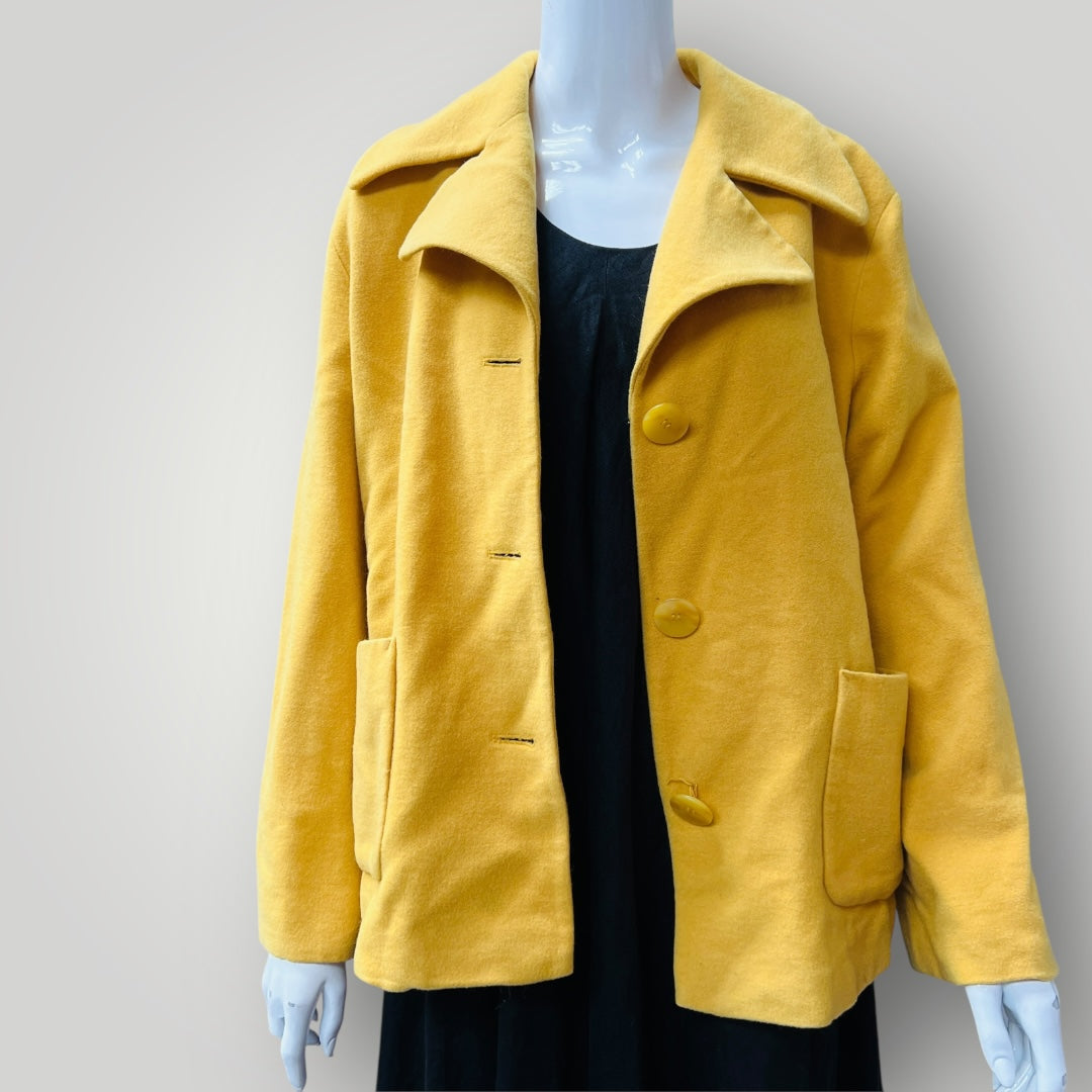 1980s vintage / MA'AM/ yellow wool coat / L (3905753902024192525)