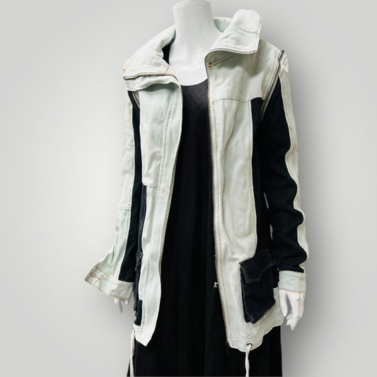 ONE TEASAPOON / longline denim patchwork jacket / s (3905753935151458892)