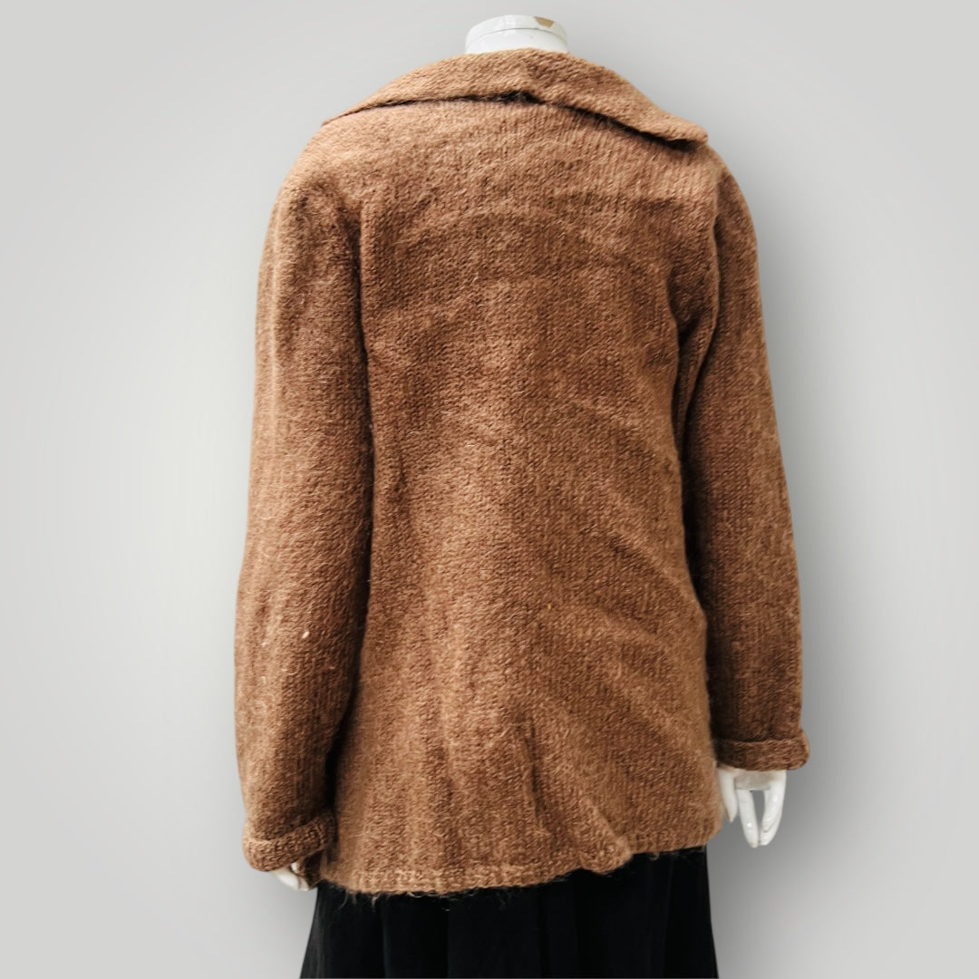 handmade / homespun / brown cardigan / s (3905753941656429283)