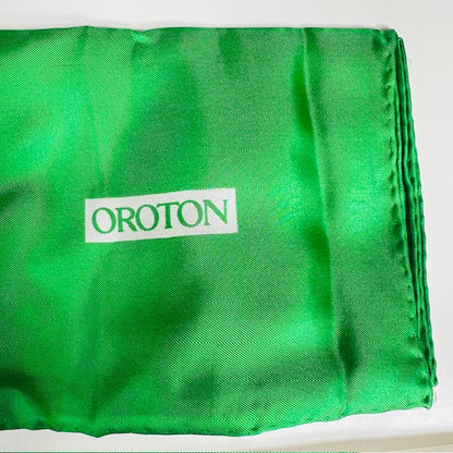 vintage / OROTON / green silk scarf / new - still in wrapping (3906181564691727731)