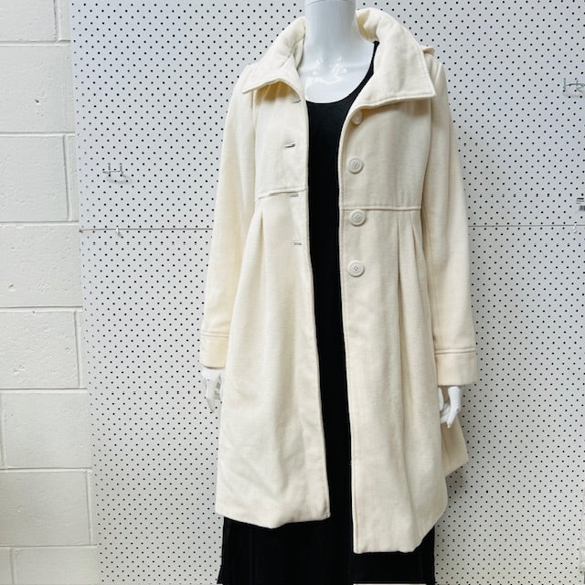 MAX / white wool pea coat / s/m (3906272810085379882)