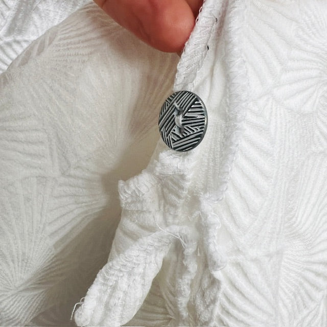 JANE DANIELS / white cotton jacket / 12 / made in nz (3906272957938898510)