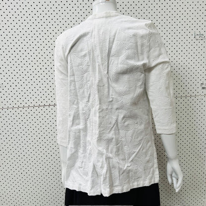 JANE DANIELS / white cotton jacket / 12 / made in nz (3906272962573892268)