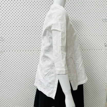 JANE DANIELS / white cotton jacket / 12 / made in nz (3906272964189025087)