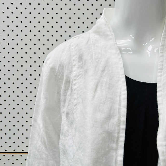 EILEEN FISHER / white linen jacket / m / new with tags (3906272993442740329)