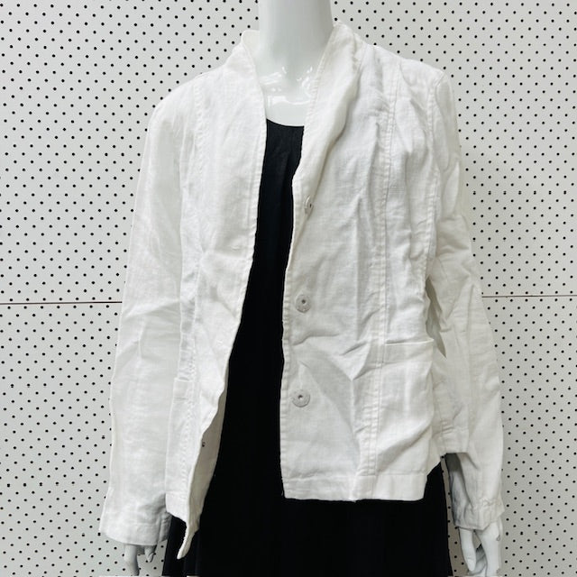 EILEEN FISHER / white linen jacket / m / new with tags (3906272995262427913)
