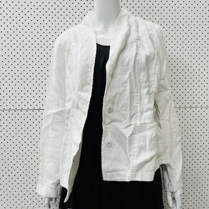 EILEEN FISHER / white linen jacket / m / new with tags (3906272995262427913)