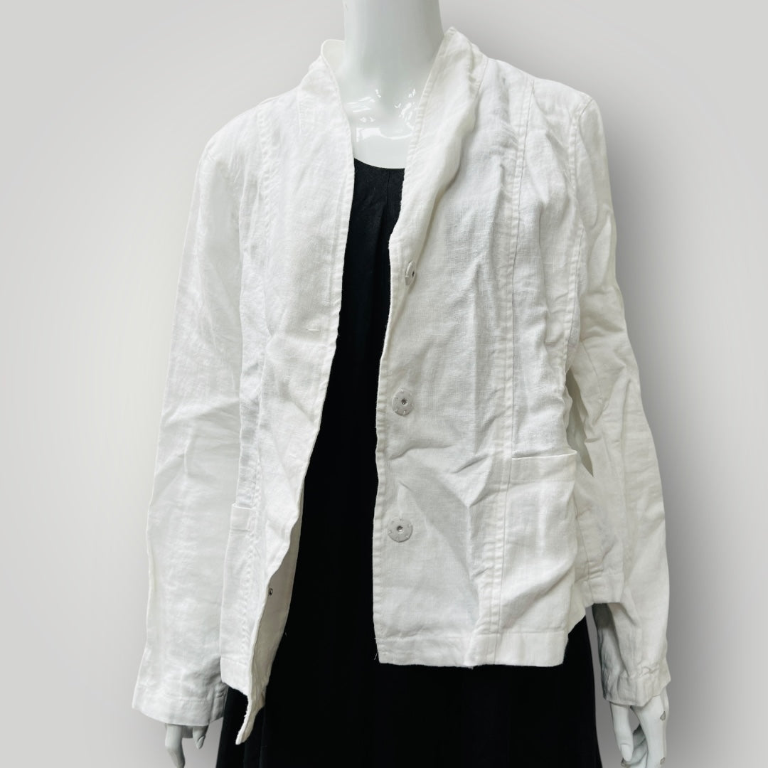 EILEEN FISHER / white linen jacket / m / new with tags (3906273234385247064)
