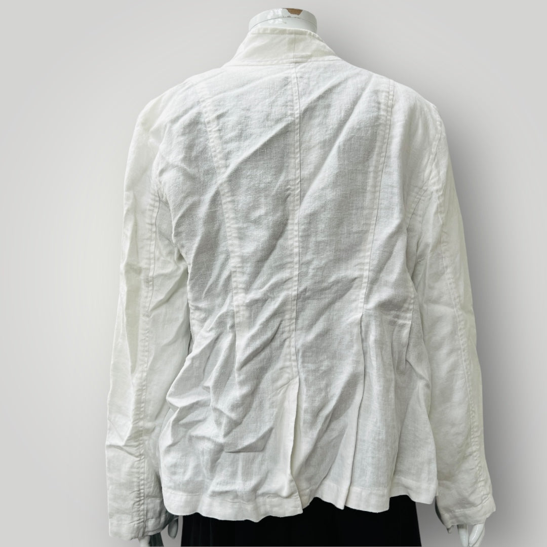 EILEEN FISHER / white linen jacket / m / new with tags (3906273235723722979)